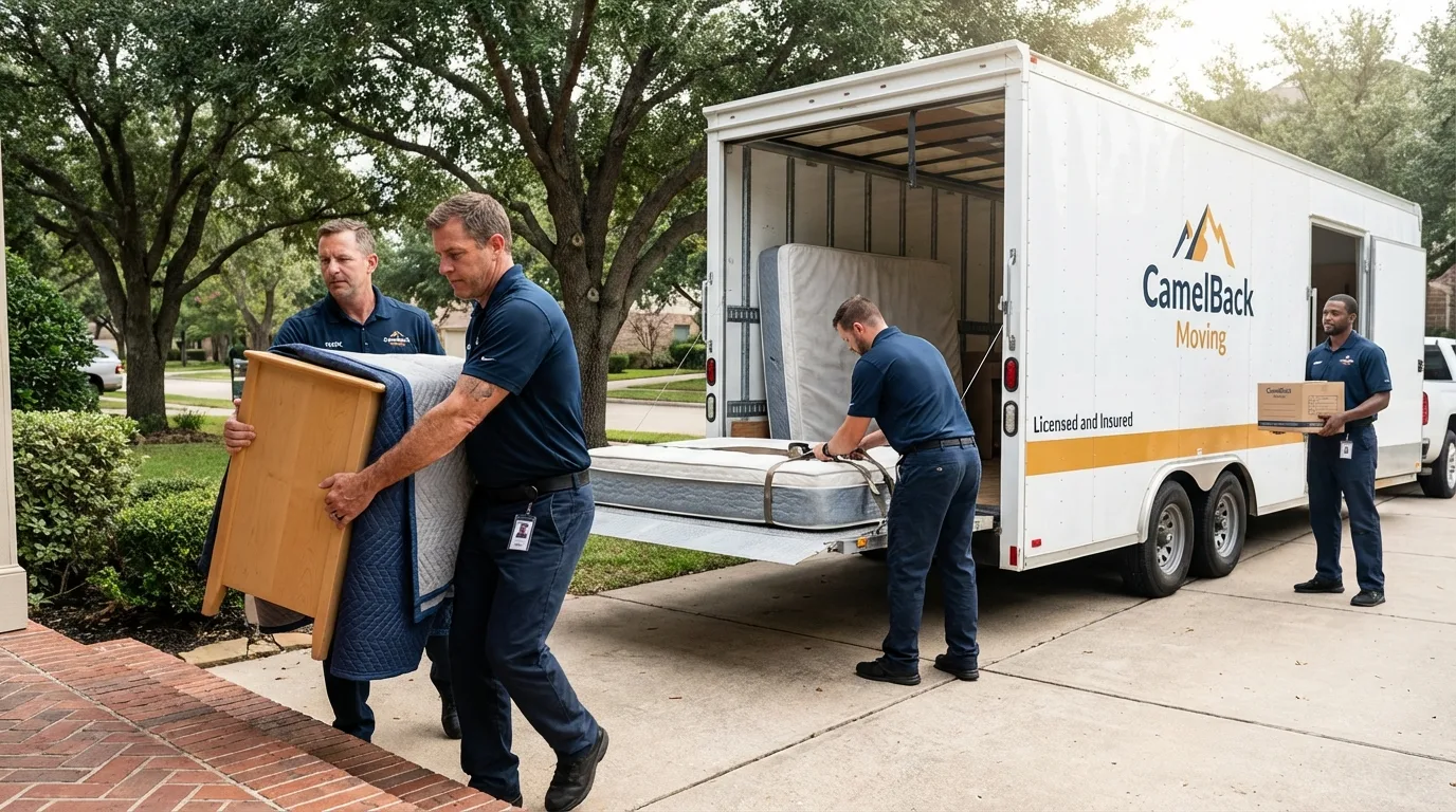 Crew loading residential truck for cross-state move from Keokuk, IA